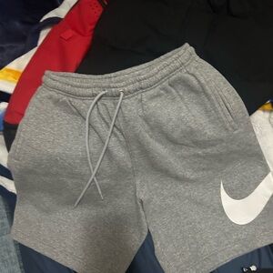 Nike Grey Swoosh Fleece Shorts